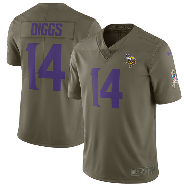 Youth Minnesota Vikings 14 Diggs Nike Olive Salute To Service Limited NFL Jerseys